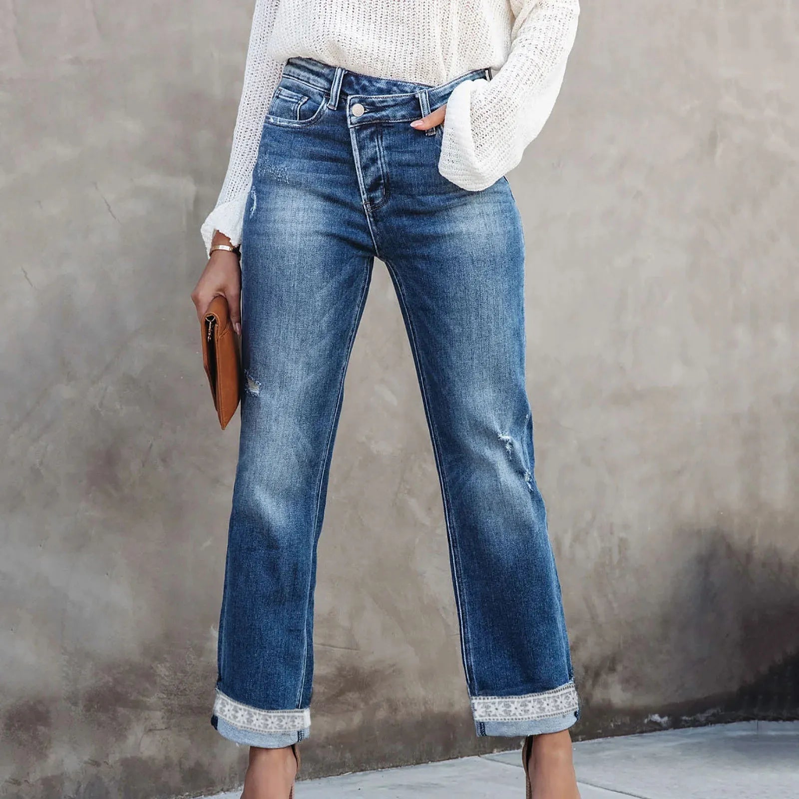 Distressed Patch Jeans